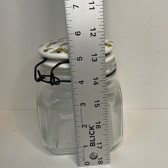 Glass jar Bail and trigger canister botanical bee print lid New storage farm - Picture 9 of 10